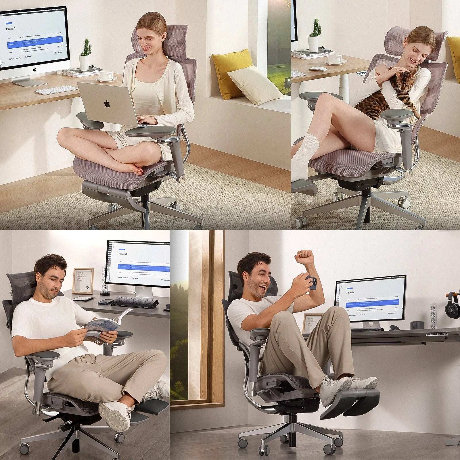Spine Ergonomic Office Chair, Big and Tall Office Chair, Dynamic Lumbar Support, 3D Adjustable Headrest, 6D Adjustable Armrests, Swivel Computer Chair,