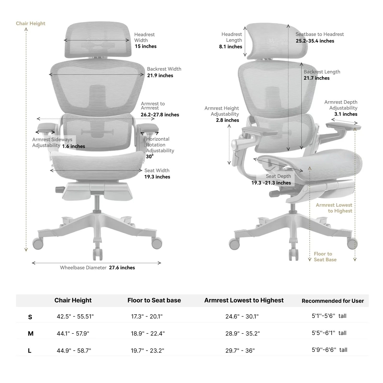 Bub Ergonomic Office Chair, Big and Tall Office Chair, Dynamic Lumbar Support, 3D Adjustable Headrest, 4D Adjustable Armrests, Swivel Computer Chair,