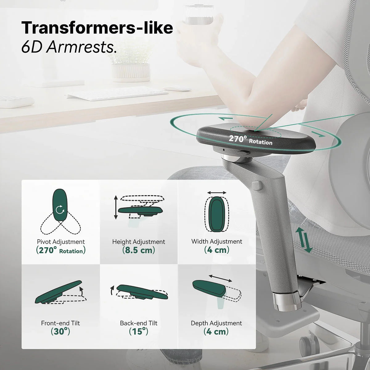 Sat Ergonomic Office Chair, Big and Tall Office Chair, Dynamic Lumbar Support, 3D Adjustable Headrest, 3D Adjustable Armrests, Swivel Computer Chair,