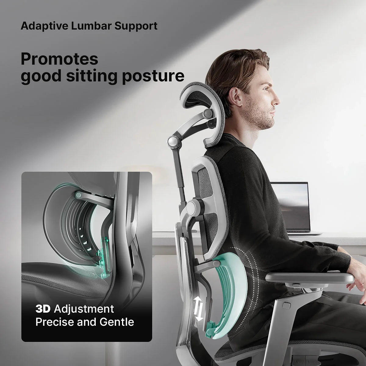 Sat Ergonomic Office Chair, Big and Tall Office Chair, Dynamic Lumbar Support, 3D Adjustable Headrest, 3D Adjustable Armrests, Swivel Computer Chair,