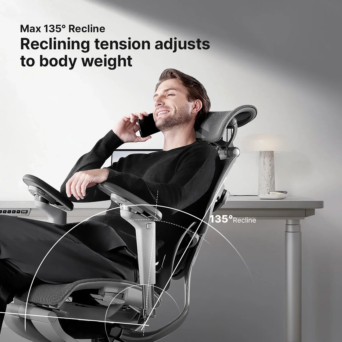 Sat Ergonomic Office Chair, Big and Tall Office Chair, Dynamic Lumbar Support, 3D Adjustable Headrest, 3D Adjustable Armrests, Swivel Computer Chair,