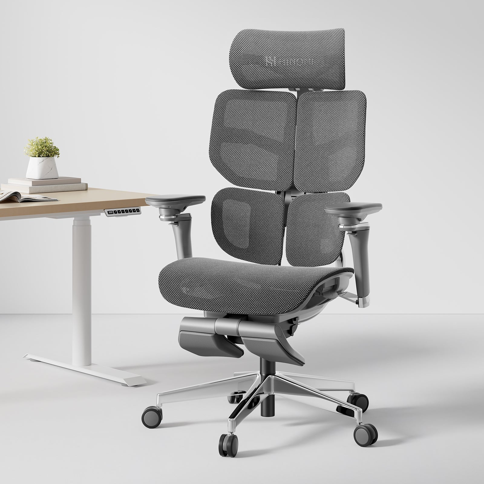 Spine Ergonomic Office Chair, Big and Tall Office Chair, Dynamic Lumbar Support, 3D Adjustable Headrest, 6D Adjustable Armrests, Swivel Computer Chair,