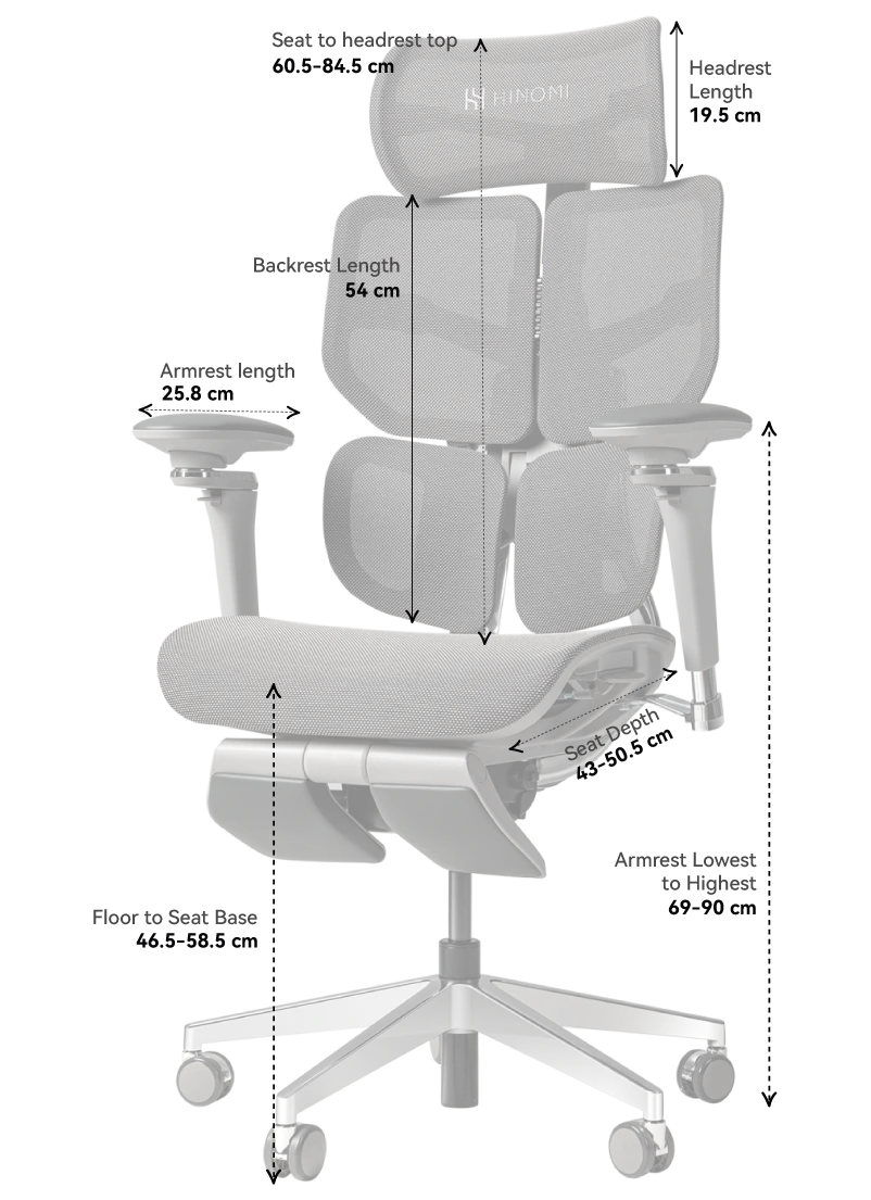 Spine Ergonomic Office Chair, Big and Tall Office Chair, Dynamic Lumbar Support, 3D Adjustable Headrest, 6D Adjustable Armrests, Swivel Computer Chair,