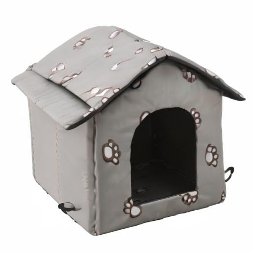 Outdoor Cat House, Cat Houses for Outdoor Cats, Weatherproof Warm and Insulated Cat House with Transparent Curtain Pet House, Stray Cats Shelter