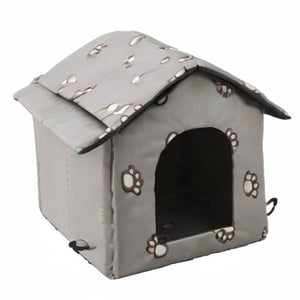 Outdoor Cat House, Cat Houses for Outdoor Cats, Weatherproof Warm and Insulated Cat House with Transparent Curtain Pet House, Stray Cats Shelter