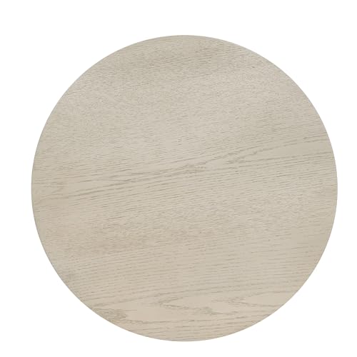 Round Accent Table with Metal Base - White Wash