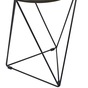Metal Accent Table Triangle Base Round Mirror Top, Black, 18D x 18W x 24H