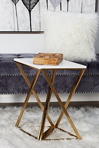 Metal Side End Accent Table End Table with Marble Top, Set of 2 Side Table 14