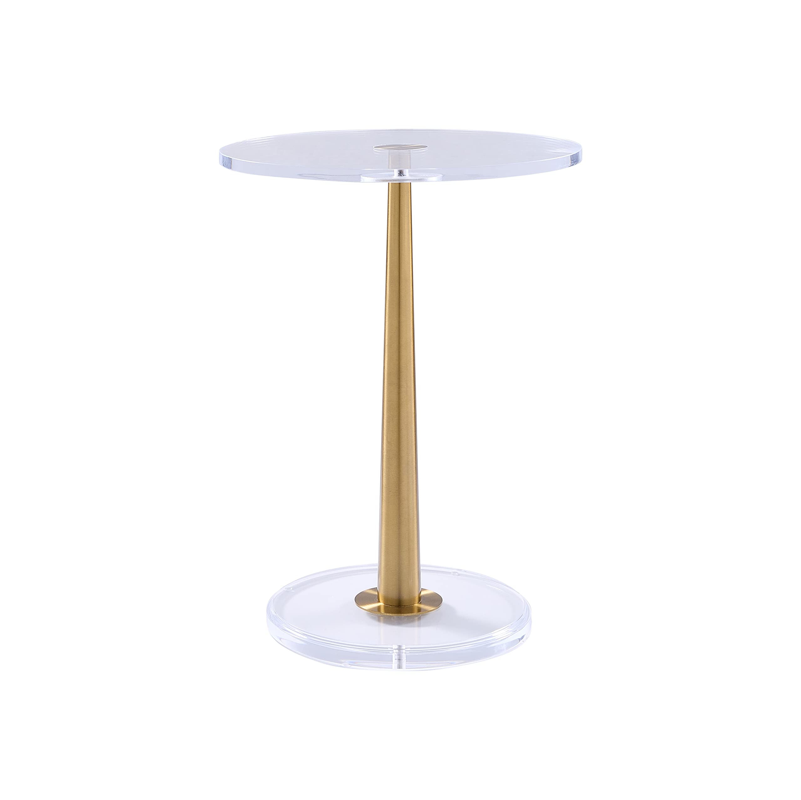 Clear Acrylic Table with Cone Metal Pole (Small, Brushed Gold) …