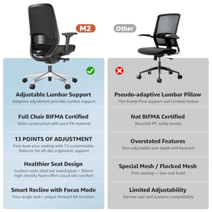 Ergonomic Office Chair - High-Back Mesh Desk Chair with Adjustable Lumbar Support 4D Armrests for Long Hours Sitting Black