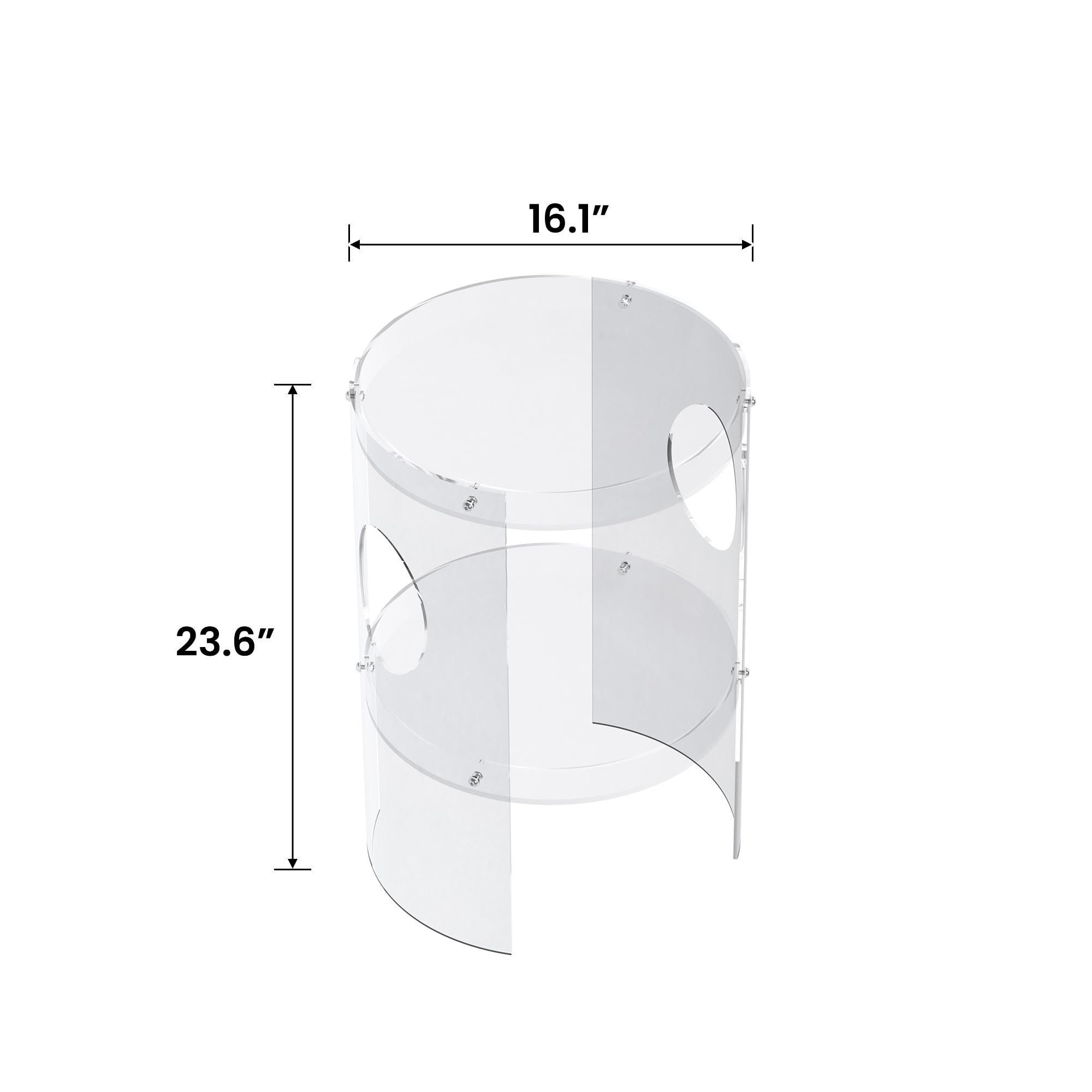 Clear Acrylic End Table, 2-Tier Tray Nightstand with Sturdy Design, Easy Assembly, Compact Size for Small Spaces, Modern Transparent Furniture for Bedroom or Living Room