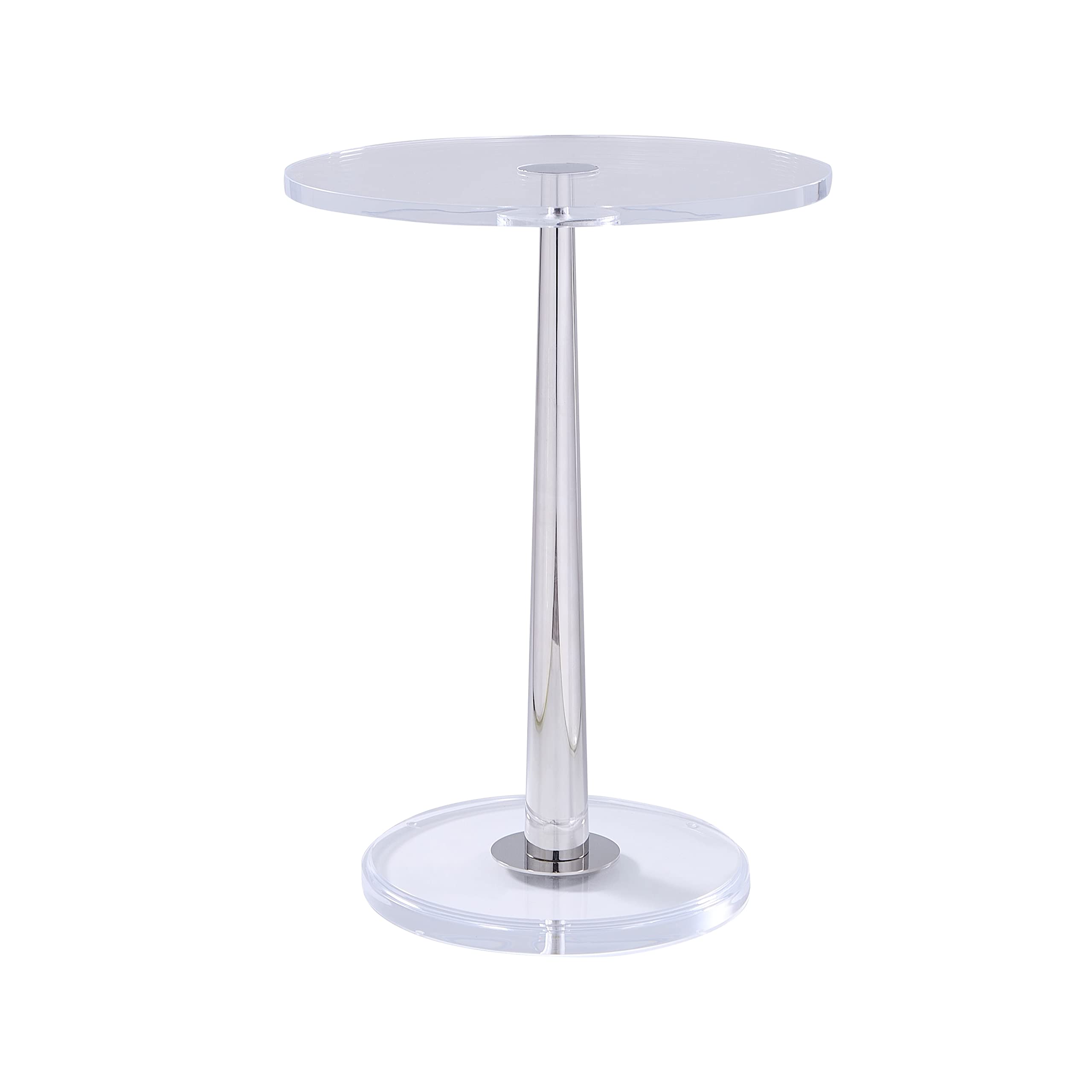 Clear Acrylic Table with Cone Metal Pole (Small, Silver) …