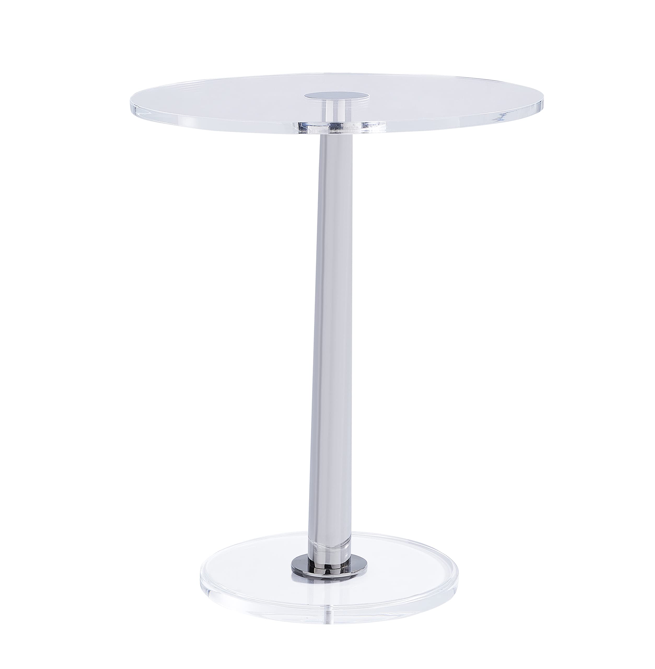 Clear Acrylic Table with Cone Metal Pole (Large, Silver) …