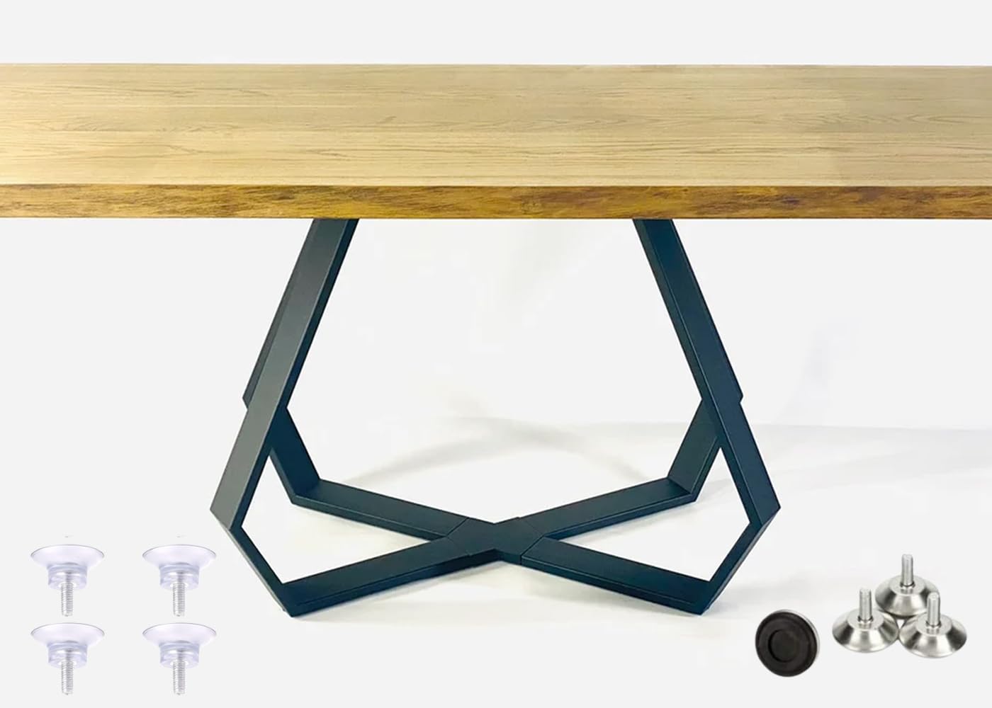 28 Inch Dinning Table Legs,Metal Diamond Shape Coffee Table Base with Suction Cups, Heavy Duty Desk Base for Marble,Glass,Wood Top,DIY Furniture Legs for Home,Kitchen (Black)