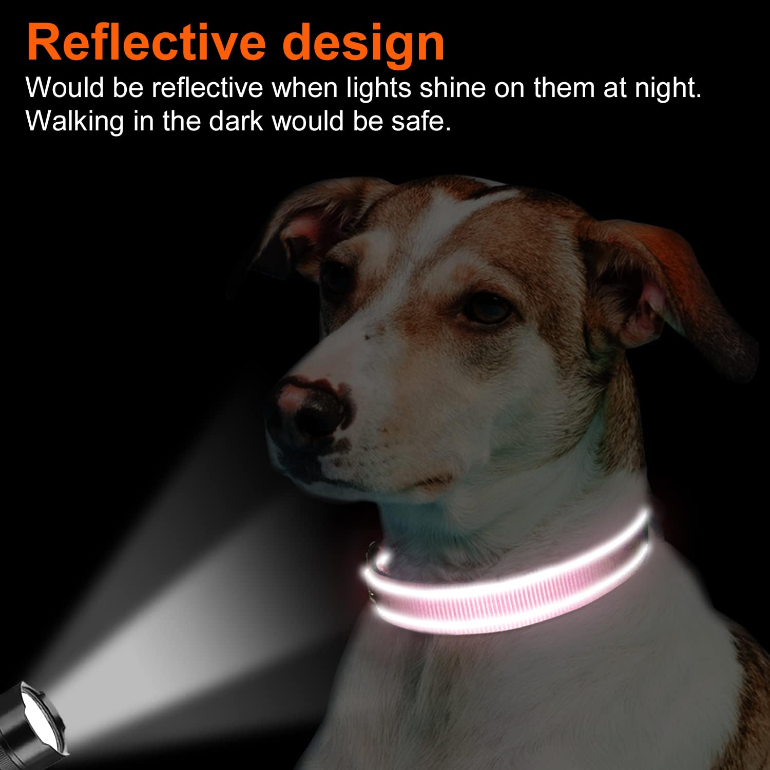 Reflective Dog Collar, Soft Neoprene Padded, Metal D-Ring, Nylon Pet Collar Adjustable for Medium Dogs, Pink, M