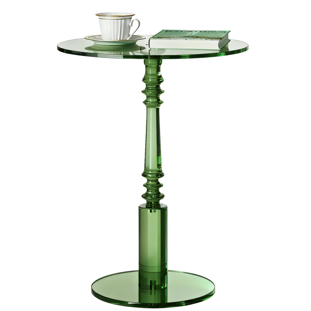 Modern Acrylic Side Table, Round Clear End Table for Living Room,Bedroom Lobby and Office Easy Assembly (Green, Large)