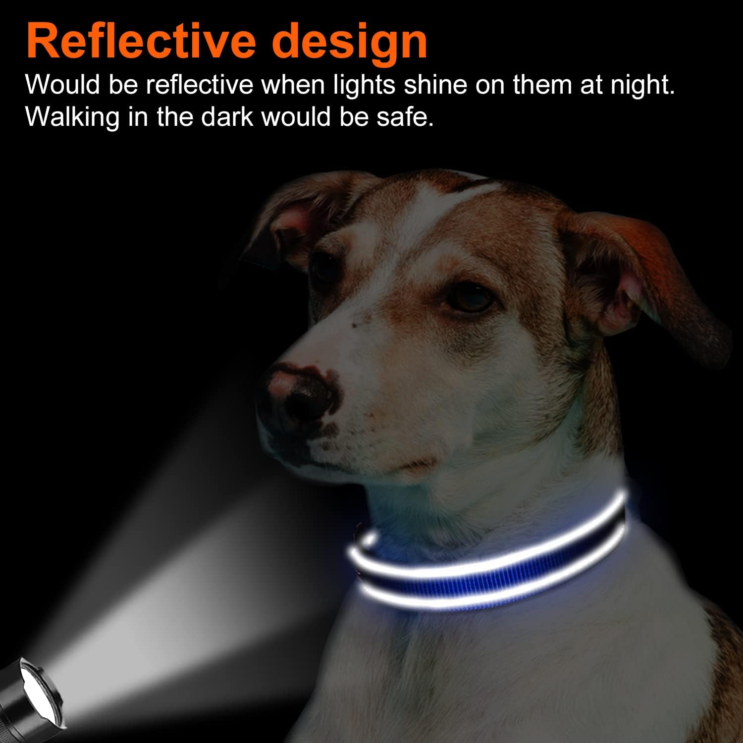 Reflective Dog Collar, Soft Neoprene Padded, Metal D-Ring, Nylon Pet Collar Adjustable for Small Dogs, Navy Blue, S