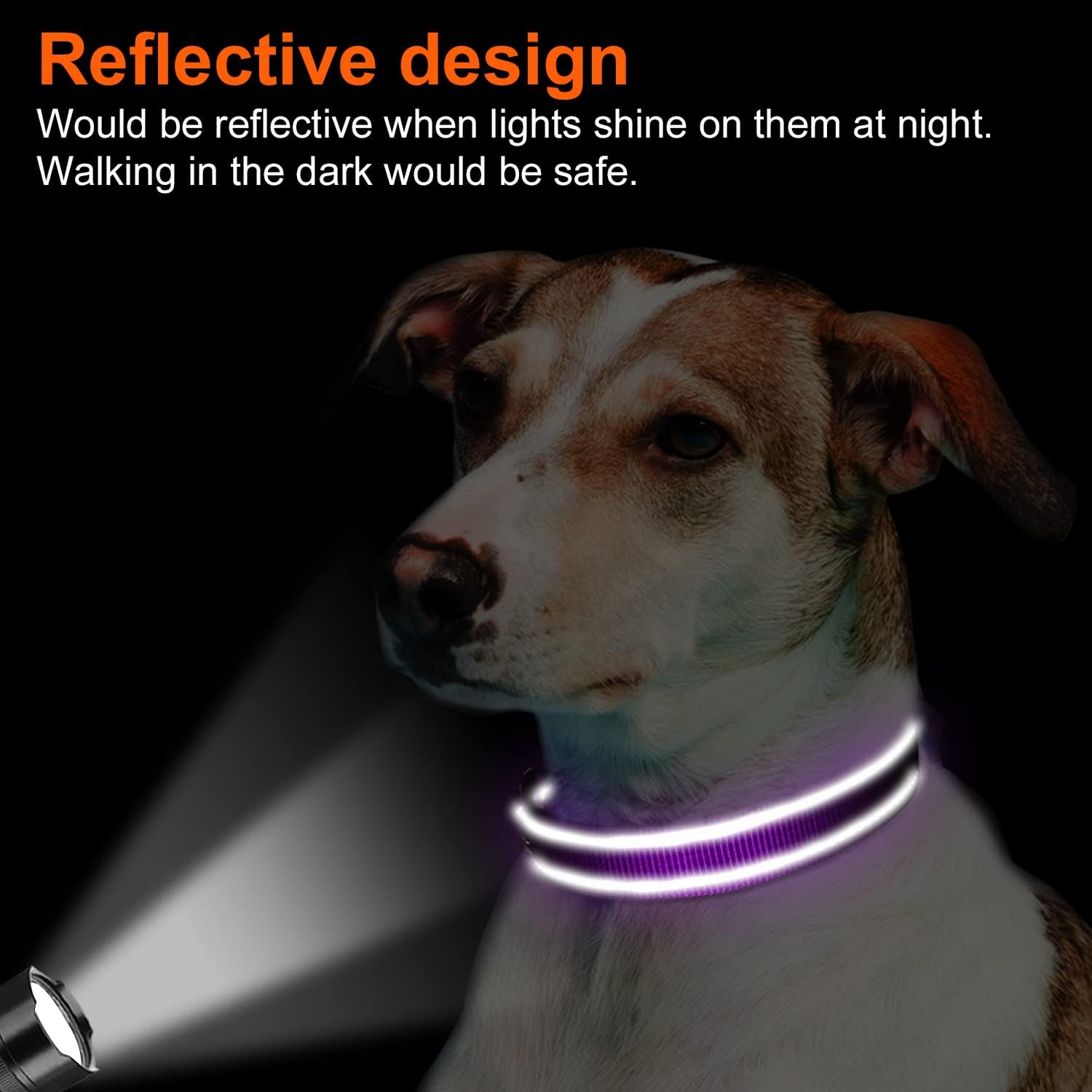Reflective Dog Collar, Soft Neoprene Padded, Metal D-Ring, Nylon Pet Collar Adjustable for Medium Dogs, Purple, M