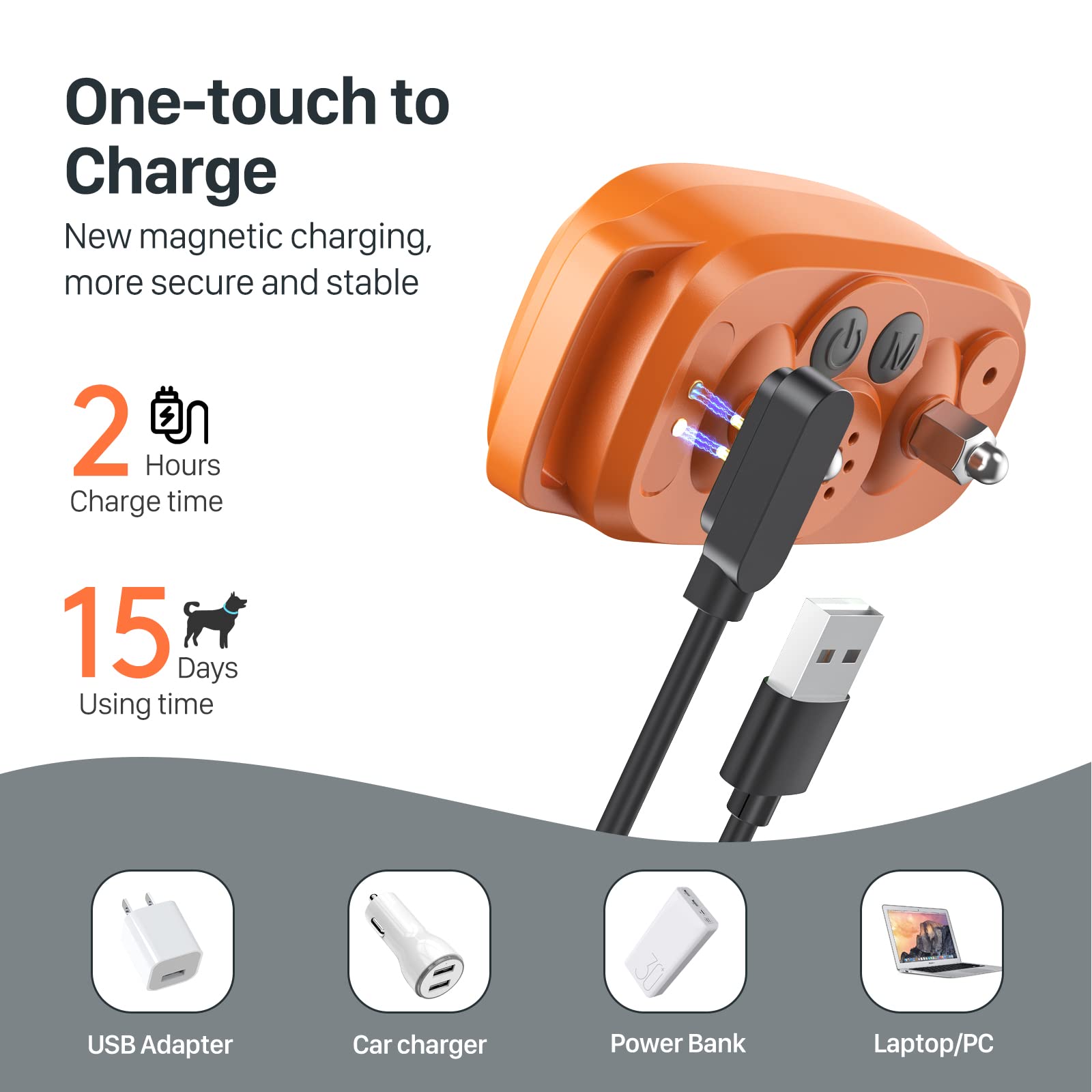 Dog Bark Collar for Large Medium Small Dogs, Rechargeable Smart Bark Collar, Anti Barking Training Collar with 5 Adjustable Sensitivity Beep Vibration (Orange)