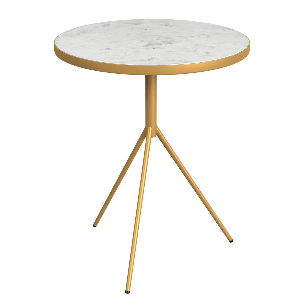 Marble Top End/Side Round Table with Gold Base