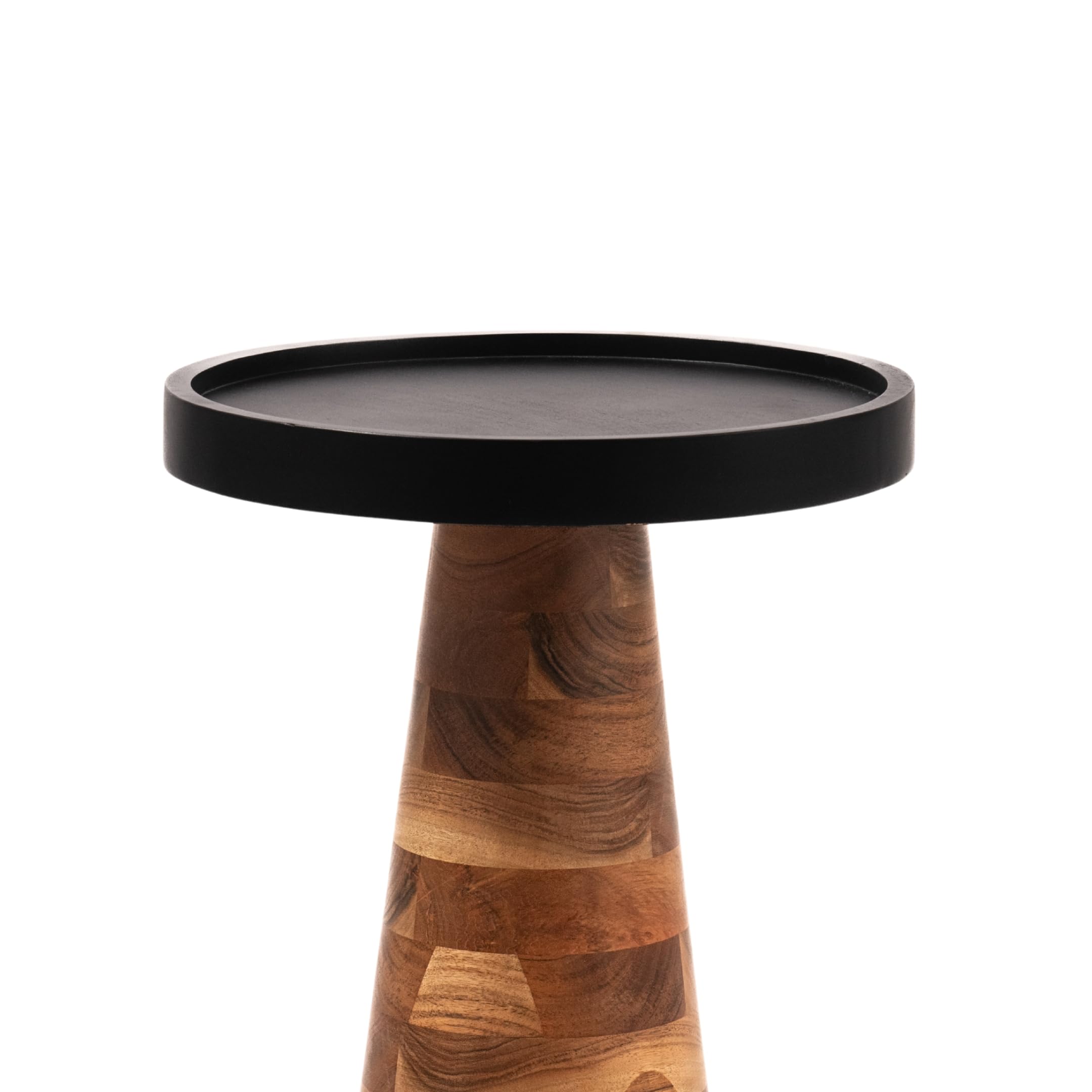 Mid-Century Farmhouse Cottagecore Accent End Table, Solid Wood Side Table with Tray Top,Pedestal Martini Table, Handmade Plant Stand Rustic Drink Table for Living Room, Bedroom, Natural,Assembled