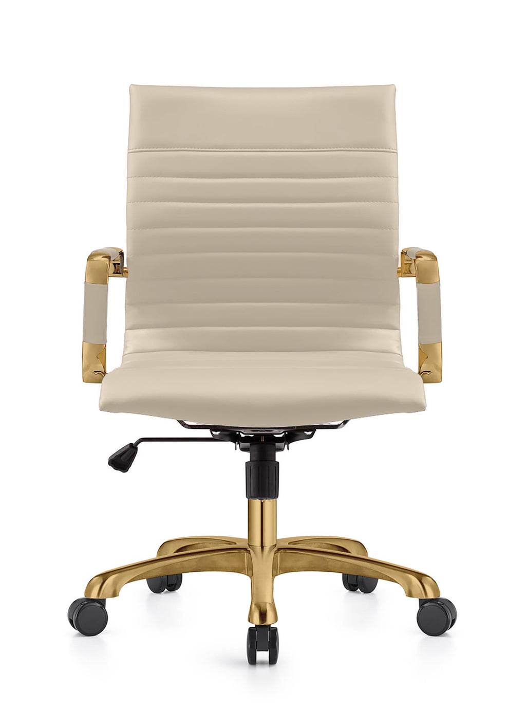 Modern Ergonomic Executive Office Chair, High-Back Leather Conference Desk Chair with Adjustable Height, Tilt Control, 360° Swivel & Gold Frame for Home Office