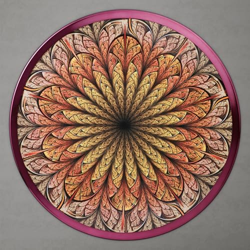 Modern 24" Tall Round End Table with Decorated Tabletop and Iron Metal Base, Accent Furniture, Elegant Pedestal Stand for Living Room, Home Office, Chrome Purple