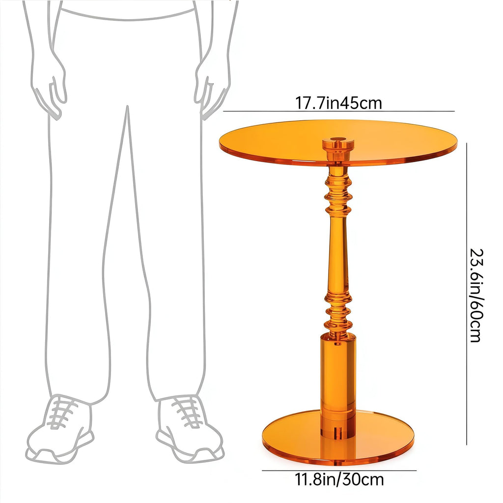 Modern Acrylic Side Table, Round Clear End Table for Living Room,Bedroom Lobby and Office Easy Assembly (Orange, Large)