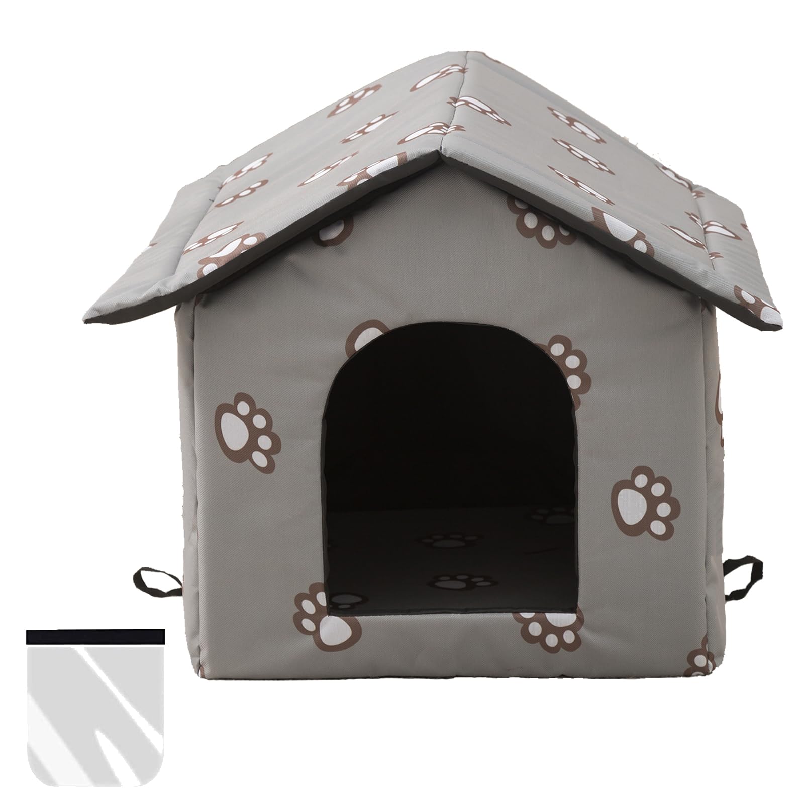 Outdoor Cat House, Cat Houses for Outdoor Cats, Weatherproof Warm and Insulated Cat House with Transparent Curtain Pet House, Stray Cats Shelter