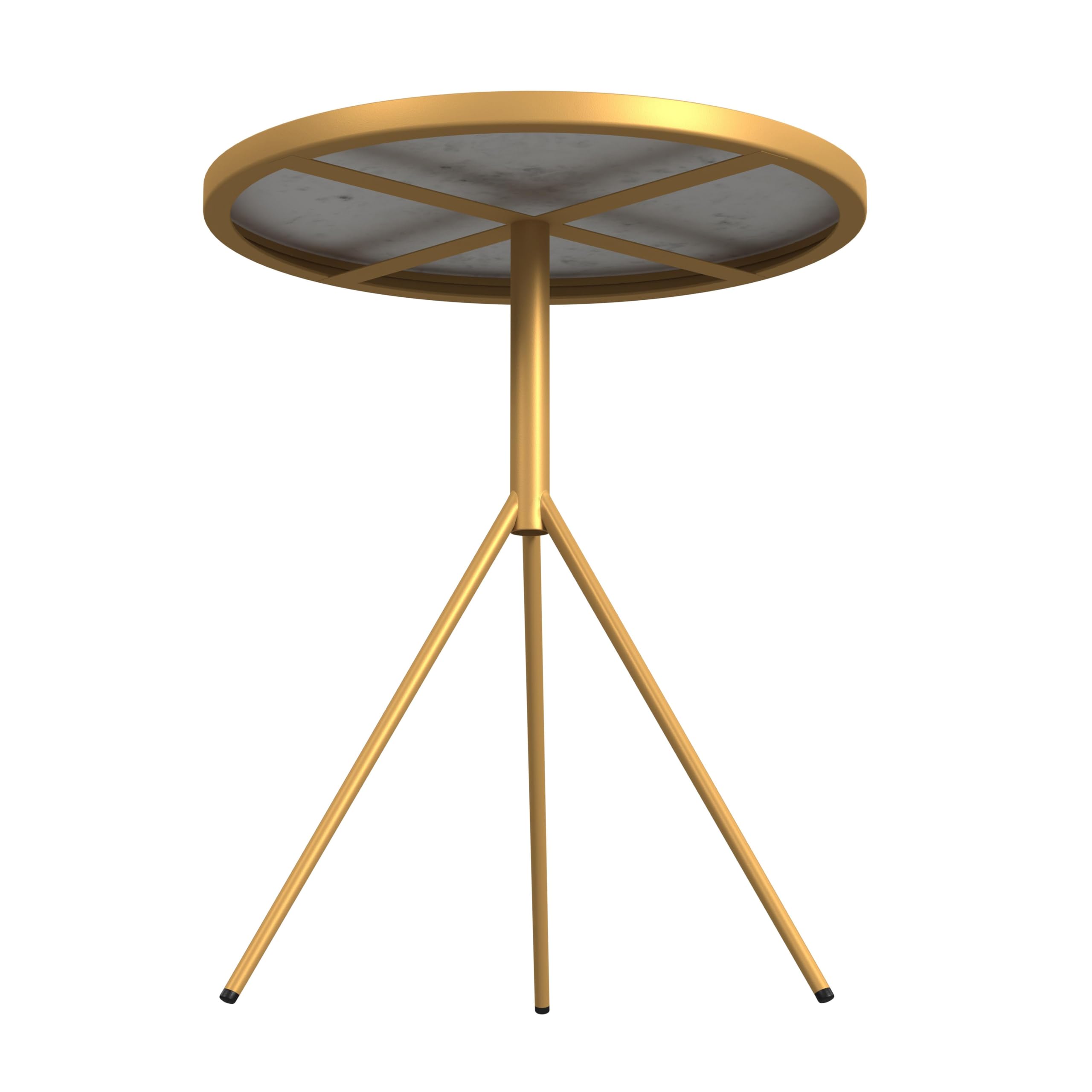 Marble Top End/Side Round Table with Gold Base