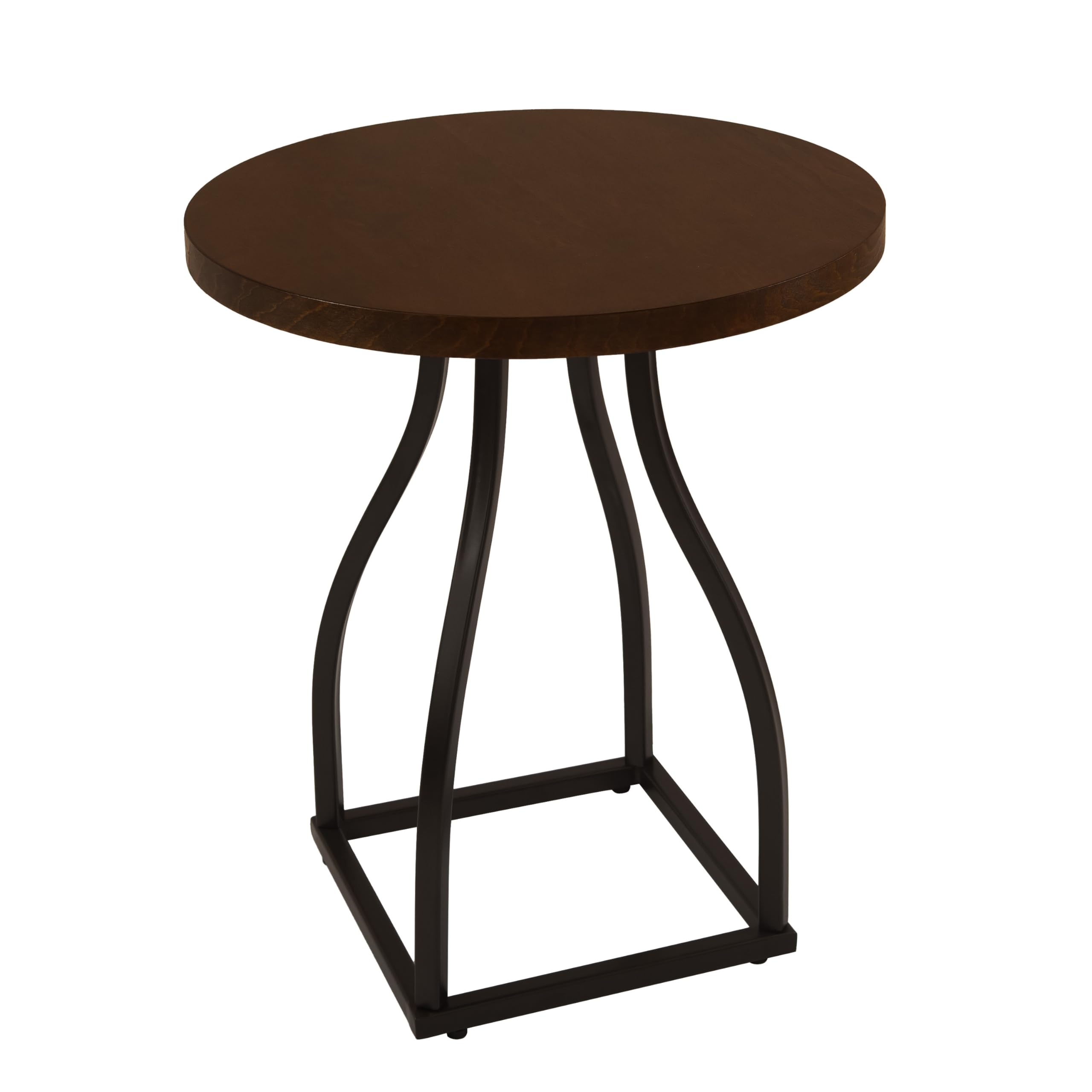 Round Accent Table with Metal Base - Brown