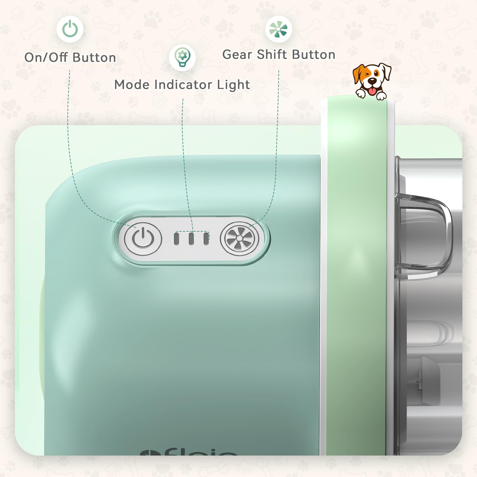 6-in-1 Dog Grooming Kit, Pet Grooming Vacuum for Shedding, Dog Hair Vacuum with Clipper Nail Trimmer Grinder, Pet Brush Groomer at Home, Low Noise Cats Hair Remover, 1.5L Dust Cup, Green