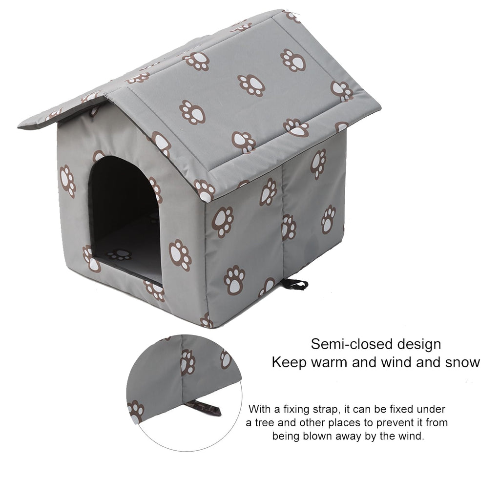 Outdoor Cat House, Cat Houses for Outdoor Cats, Weatherproof Warm and Insulated Cat House with Transparent Curtain Pet House, Stray Cats Shelter