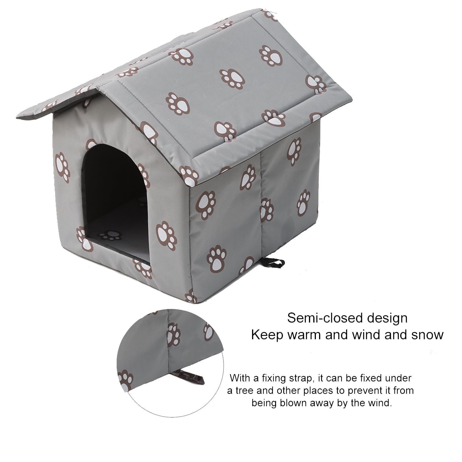 Outdoor Cat House, Cat Houses for Outdoor Cats, Weatherproof Warm and Insulated Cat House with Transparent Curtain Pet House, Stray Cats Shelter