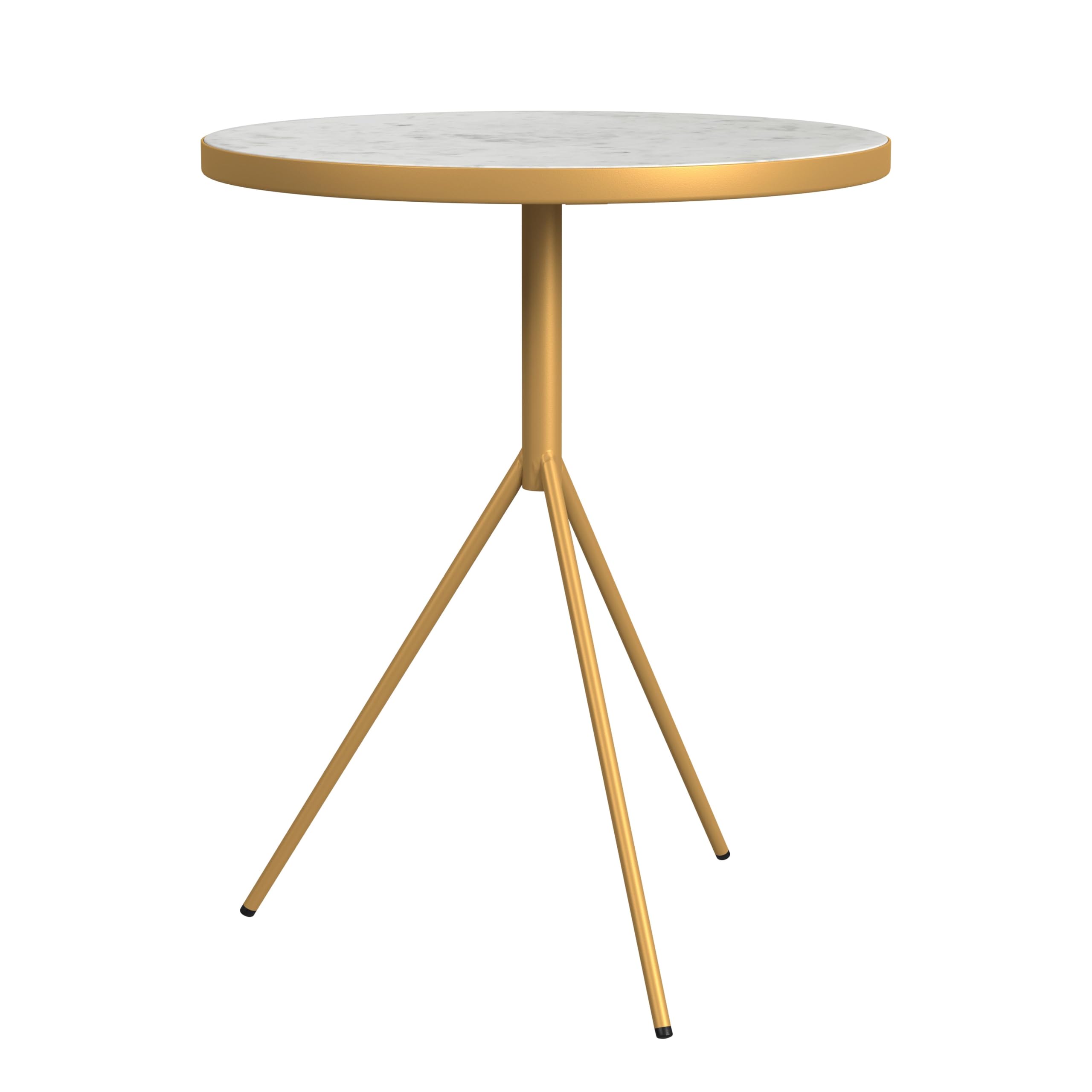 Marble Top End/Side Round Table with Gold Base