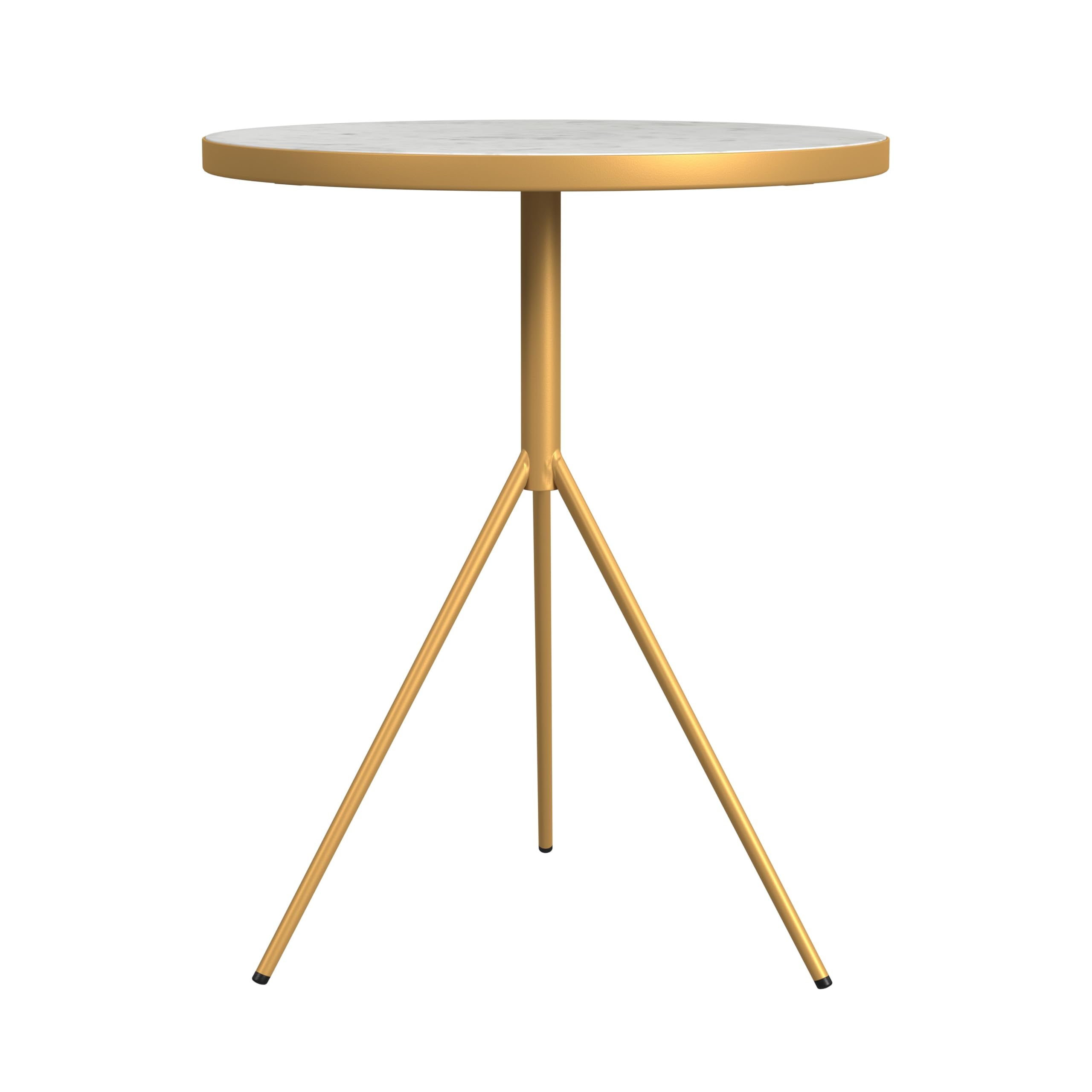 Marble Top End/Side Round Table with Gold Base
