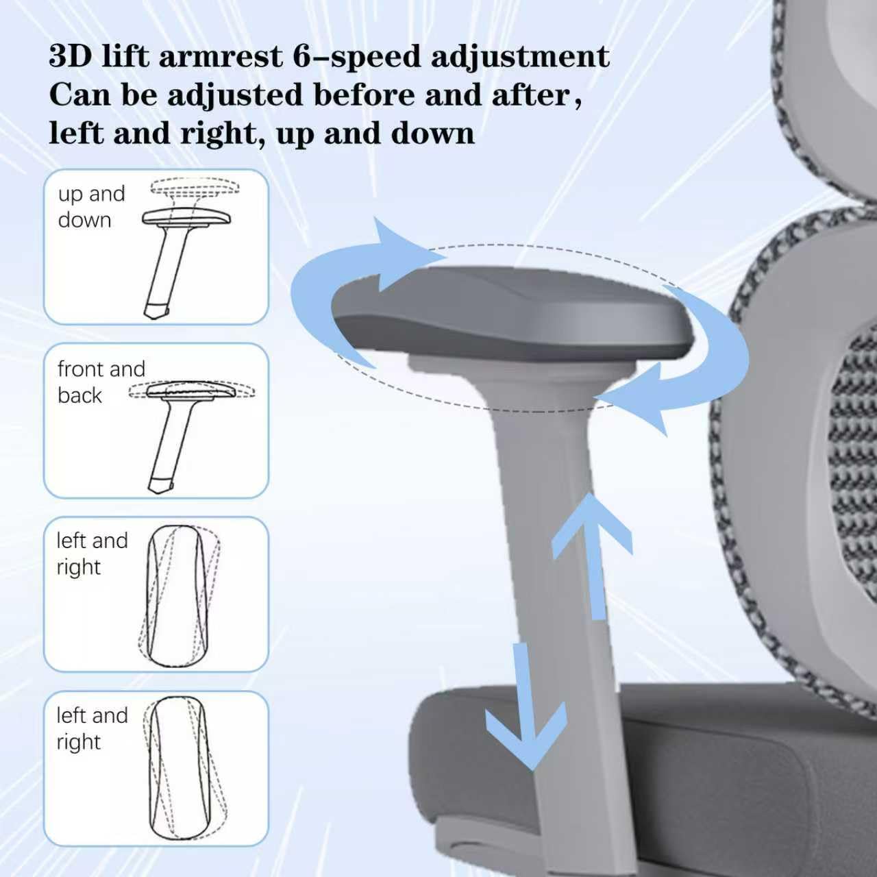 Ergonomic Office Chair 500 LBS Home Mesh Office Chair Comfortable Gaming Desk Chairs Adjustable 90-125° Tilt Rolling Computer Chairs with Wheel 3D Armrest