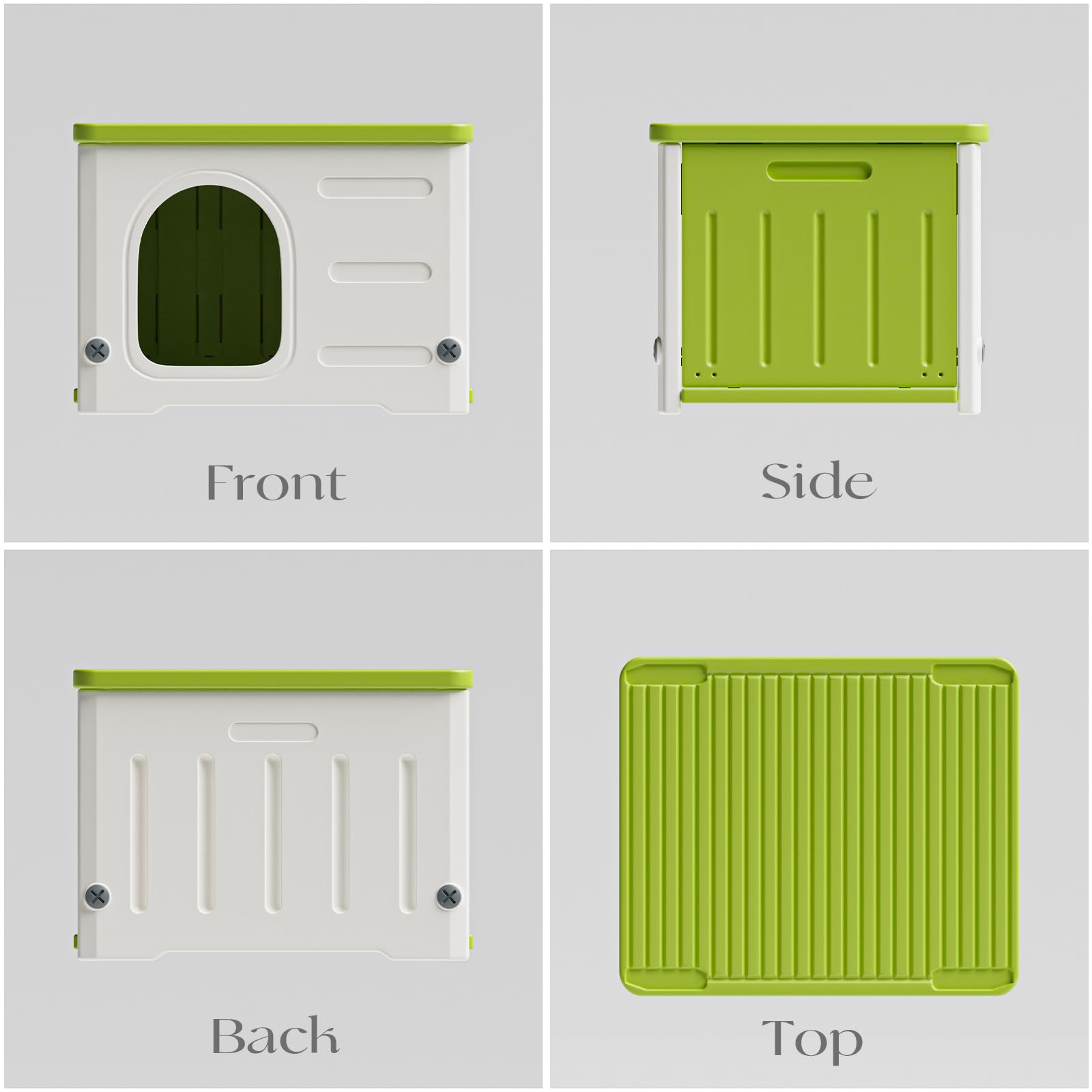 Plastic Cat House for Outdoor Indoor Use, Stackable Feral Cat Shelter Indoor Cat House Weatherproof Waterproof Elevated (Green)