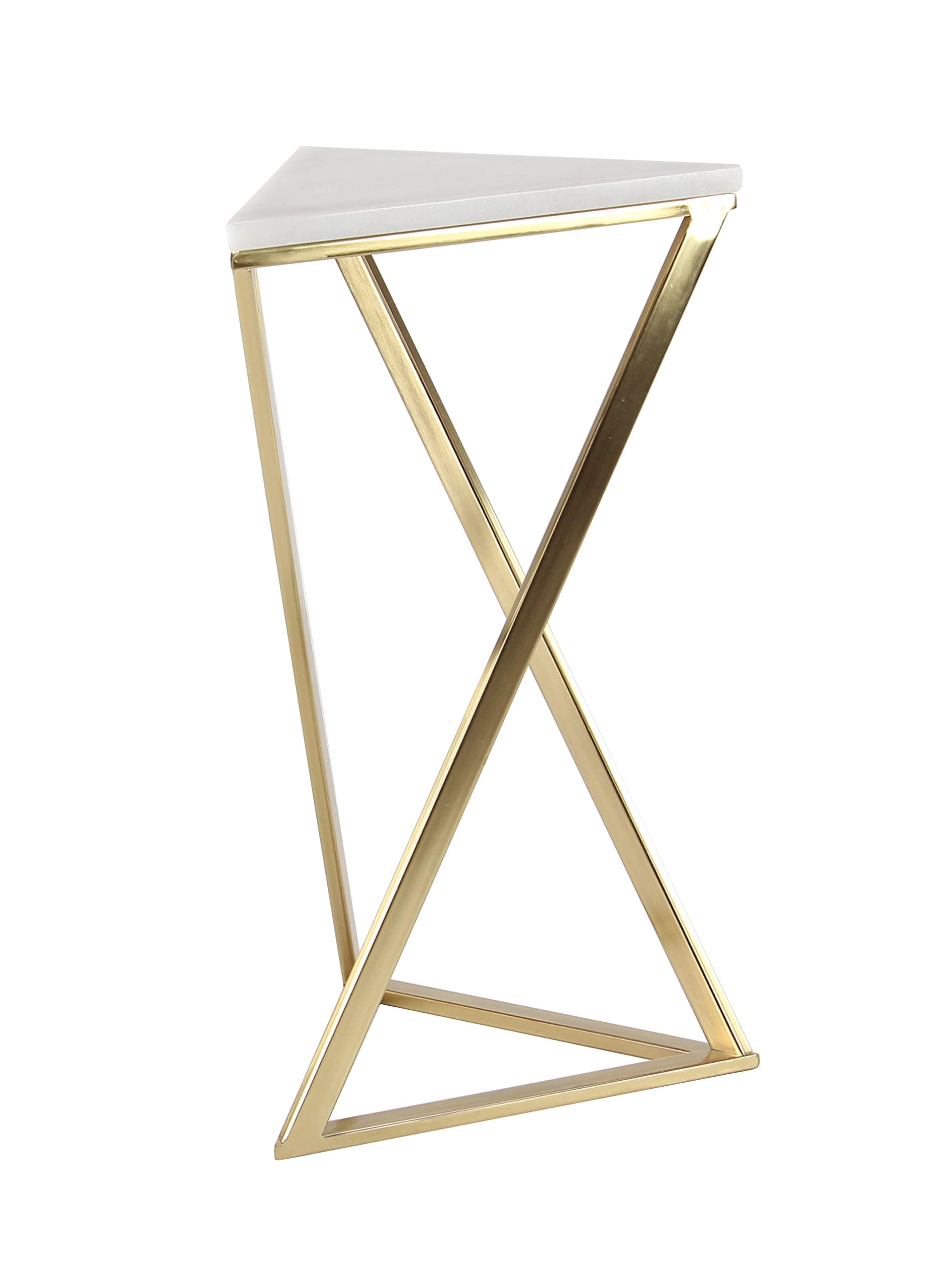 Metal Side End Accent Table End Table with Marble Top, Set of 2 Side Table 14"W, 24"H, Gold