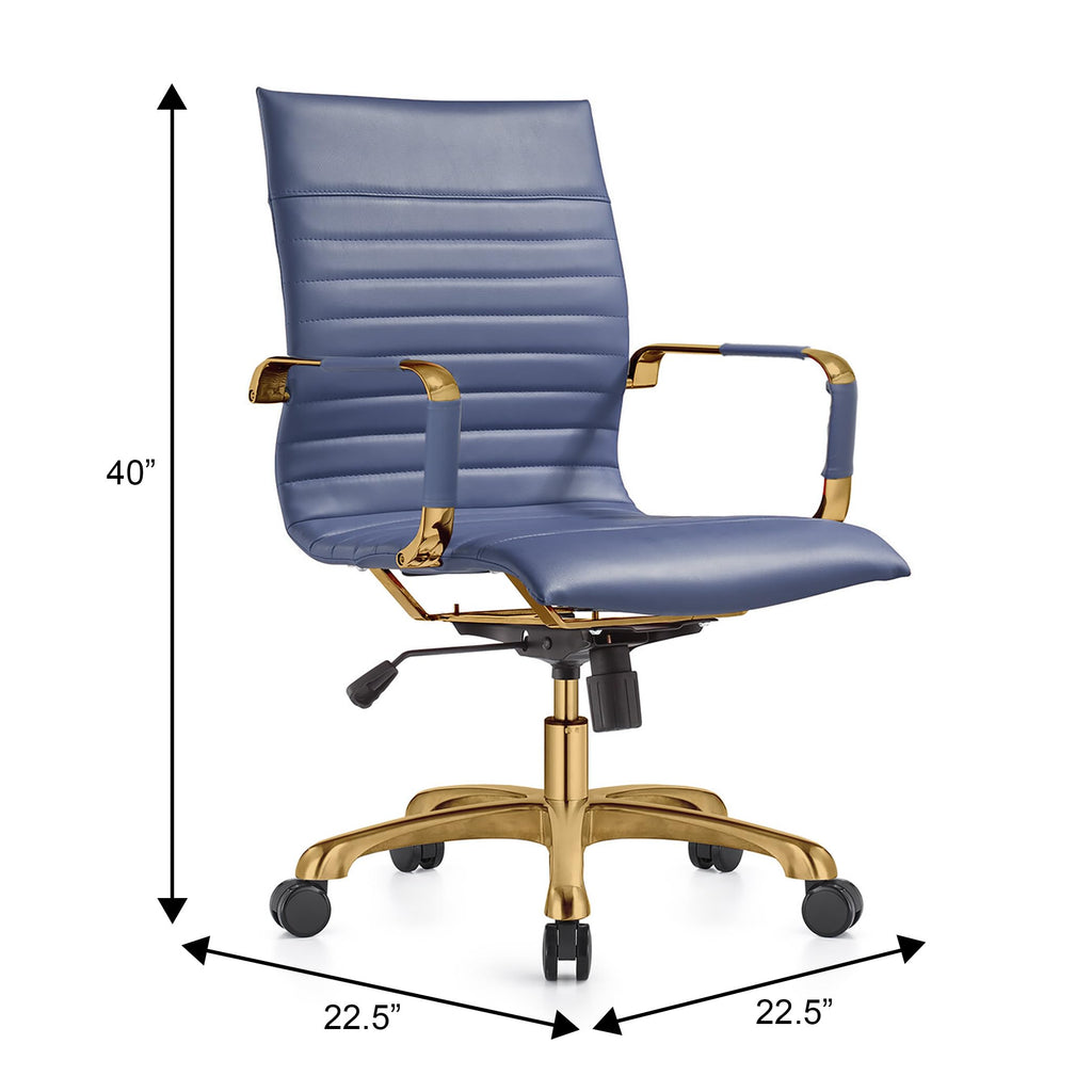 Modern Ergonomic Executive Office Chair, High-Back Leather Conference Desk Chair with Adjustable Height, Tilt Control, 360° Swivel & Gold Frame for Home Office