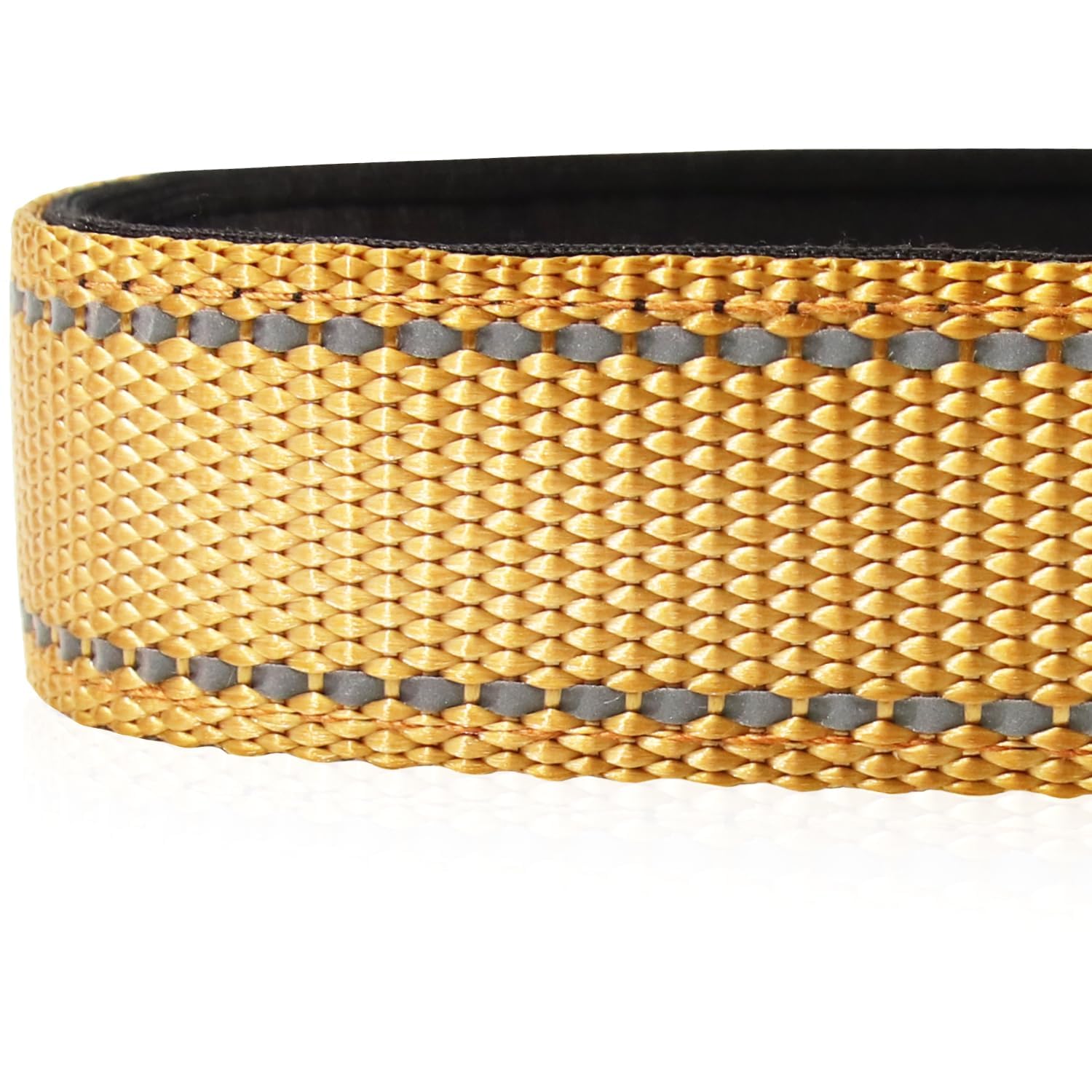 Reflective Dog Collar, Soft Neoprene Padded, Metal D-Ring, Nylon Pet Collar Adjustable for Small Dogs, Khaki, S