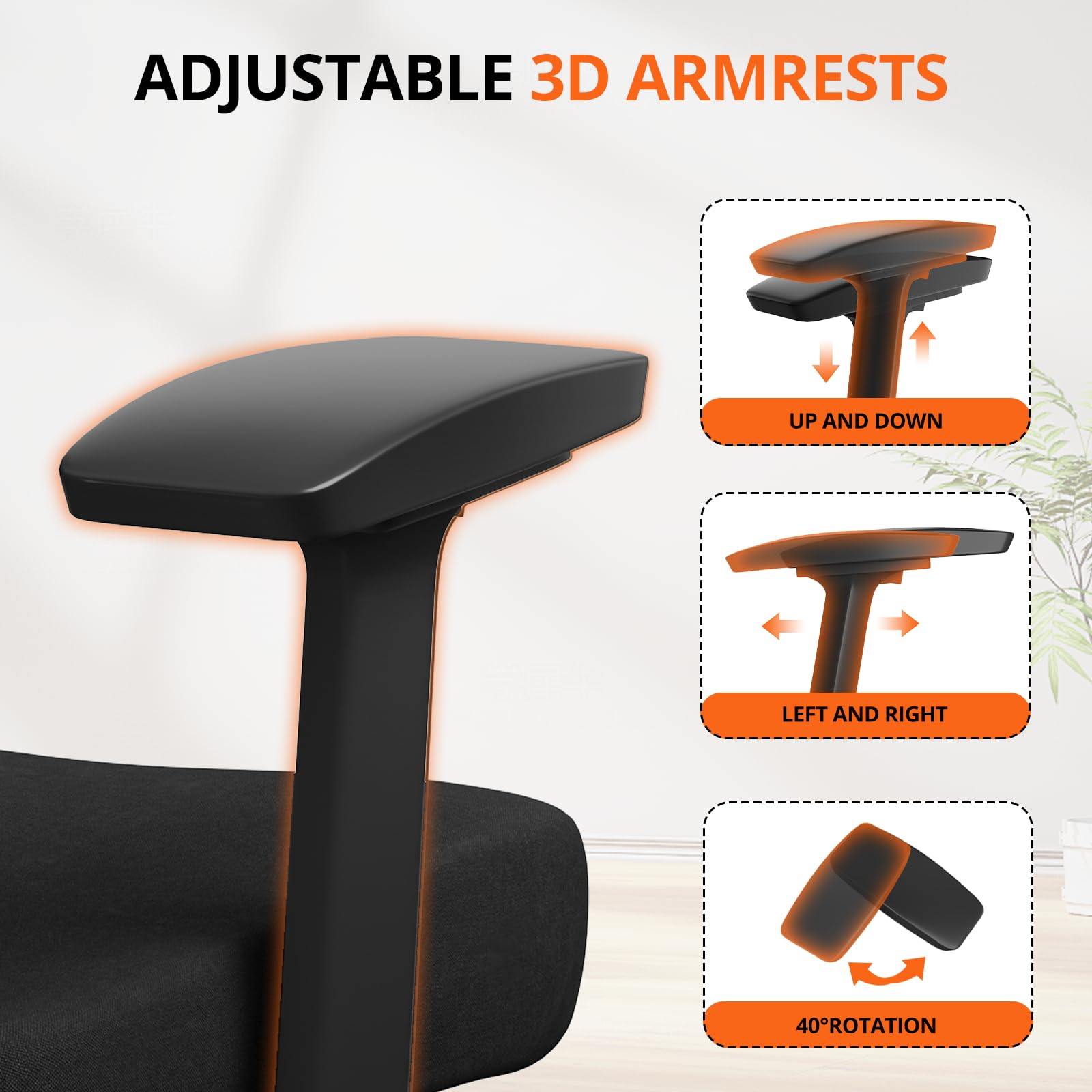 500 lbs Big and Tall Office Chair, Heavy Duty Mesh Desk Chairs with Comfort Spring-Supported Extra-Wide Seat Cushion, 3D Armrests, Ergonomic Breathable Computer Chair for Heavy People