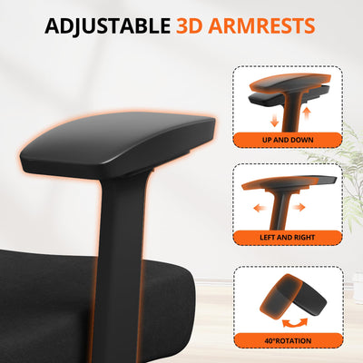 500 lbs Big and Tall Office Chair, Heavy Duty Mesh Desk Chairs with Comfort Spring-Supported Extra-Wide Seat Cushion, 3D Armrests, Ergonomic Breathable Computer Chair for Heavy People