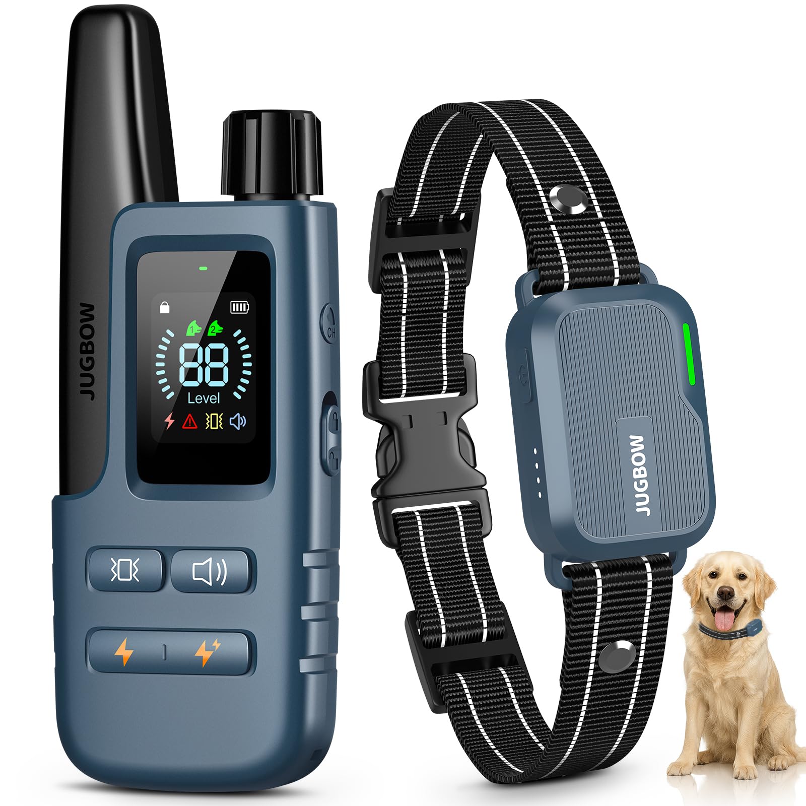 Dog Shock Collar - 4500FT Dog Training Collar with Remote, IPX8 Waterproof Electric Dog Collar with 4 Training Modes, Security Lock, Rechargeable eCollar for 10-120lbs Dogs(DBU)
