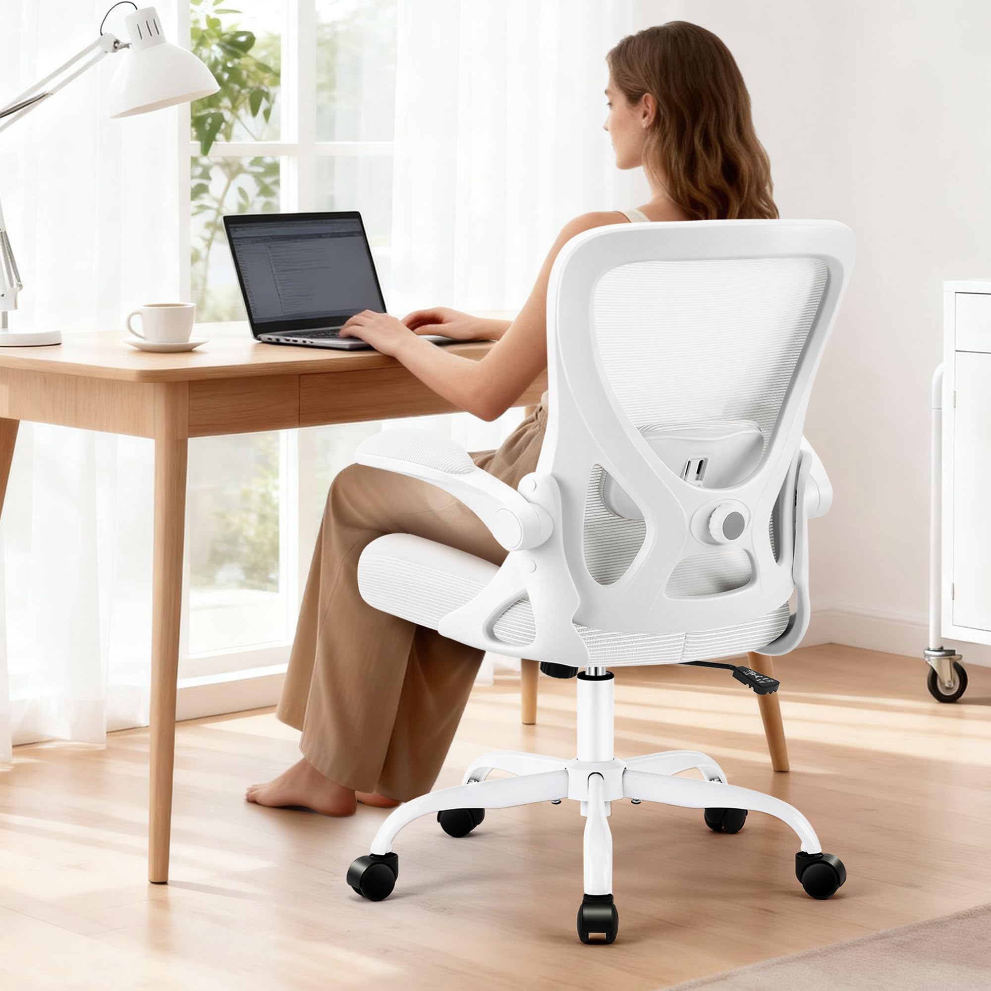 Office Chair - Ergonomic Breathable Mesh Desk Chair with Adjustable Lumbar Support and Flip-up Armrests - Executive High Back Rolling Swivel Comfortable Computer Gaming Chair for Home Office