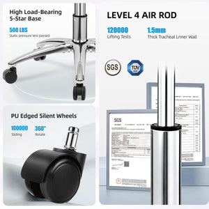 Office Chair, 5D Flip Arm Ergonomic Desk Chair with Adjustable Lumbar Support for Back Pain, Extra Wide 500LBS Comfy Big and Tall Office Chair, Executive Leather Computer Game Chair for Heavy People