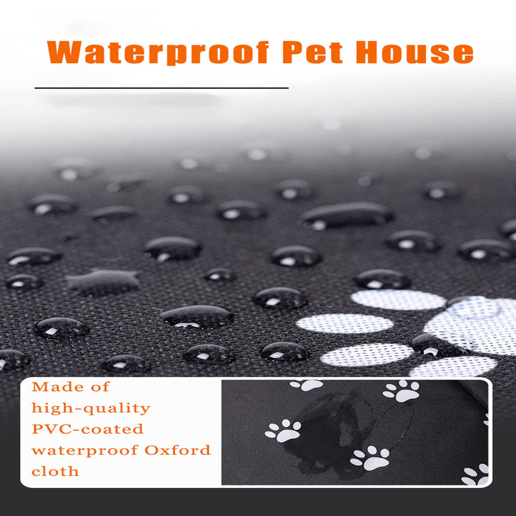 Outdoor Cat House, Cat Houses for Outdoor Cats, Weatherproof Warm and Insulated Cat House with Transparent Curtain Pet House, Stray Cats Shelter (Black, Medium-Houses)