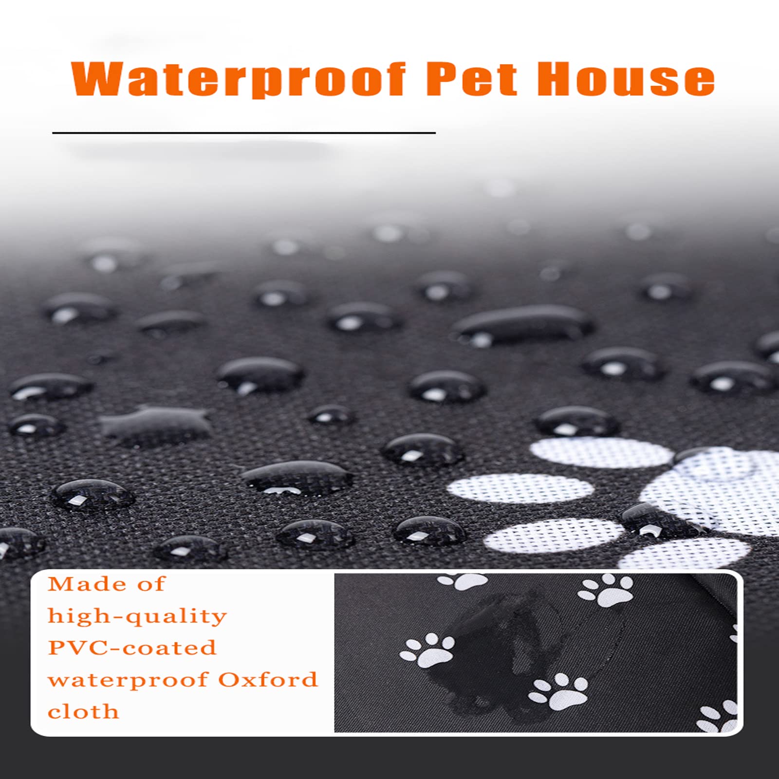 Outdoor Cat House, Cat Houses for Outdoor Cats, Weatherproof Warm and Insulated Cat House with Transparent Curtain Pet House, Stray Cats Shelter (Black, Medium-Houses)