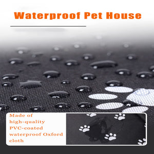 Outdoor Cat House, Cat Houses for Outdoor Cats, Weatherproof Warm and Insulated Cat House with Transparent Curtain Pet House, Stray Cats Shelter (Black, Medium-Houses)