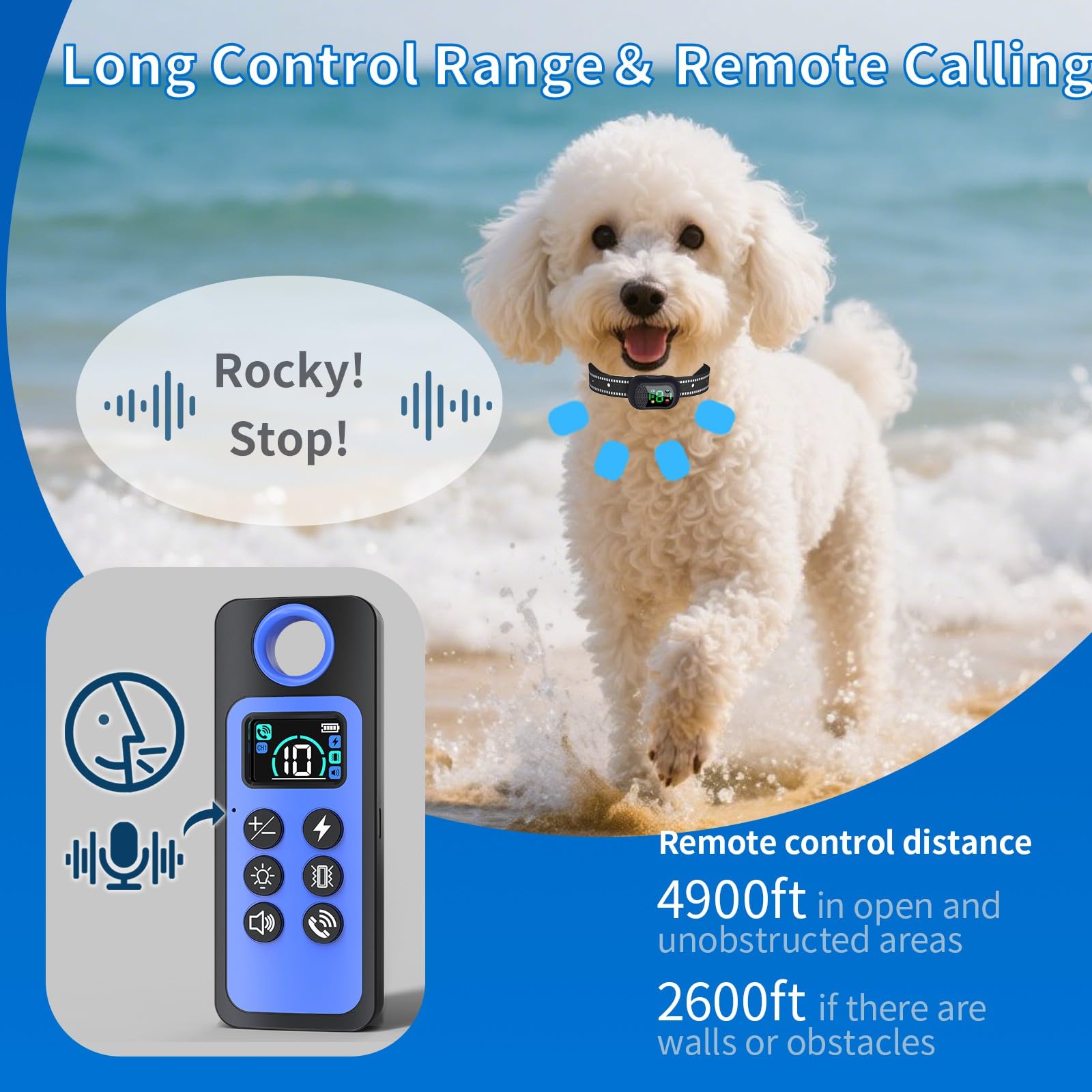 Dog Training Collar with 4 Training Modes, 4900Ft Remote Electronic Dog Shock Collar, Electric Shock Collar for Small Medium Large Dogs